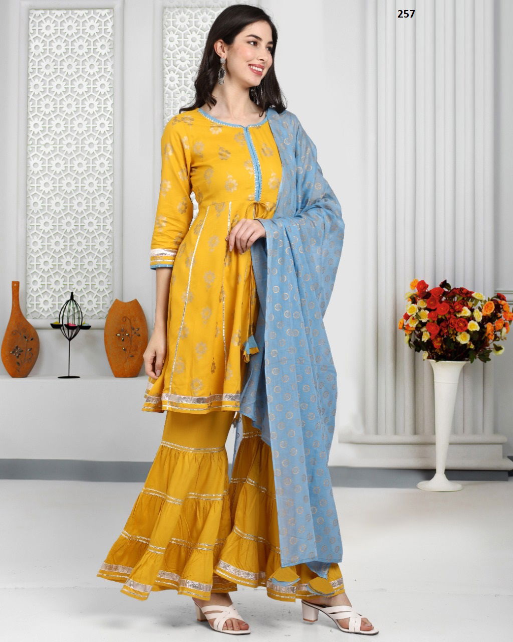 Trendy Printed 107 Heavy Festive Wear Wholesale Readymade sharara Suits